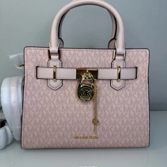MICHAEL KORS Hamilton Small Satchel & Zip Coinpouch Set in Powder Blush NWT - Picture 3 of 15